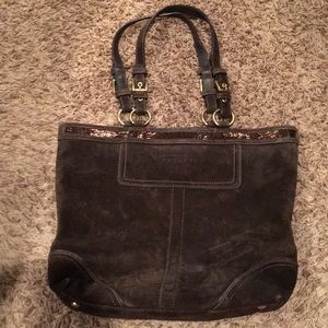 Coach brown suede handbag